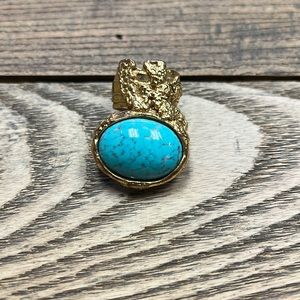 YSL Saint Laurent costume ring jewelry. Turquoise and gold!